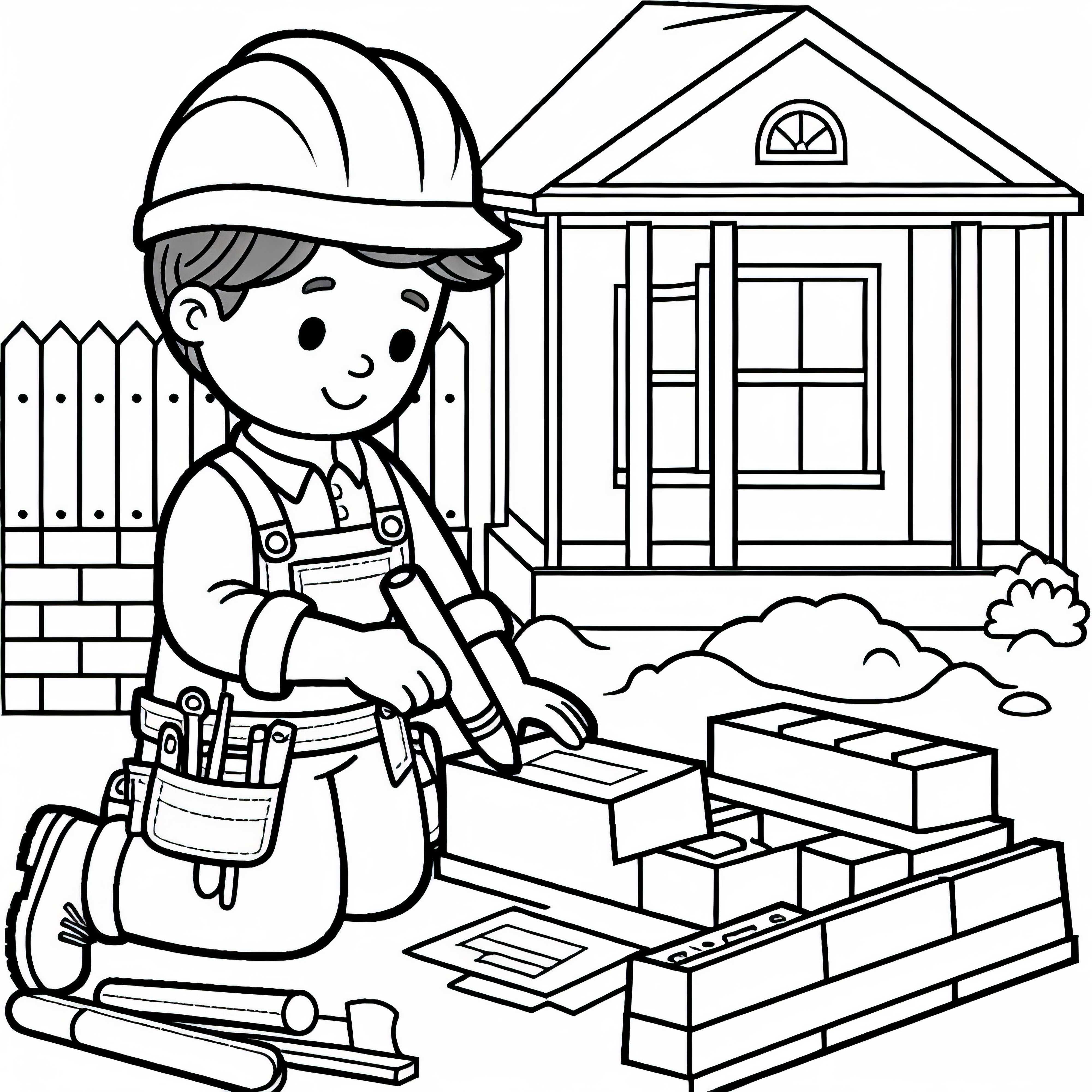 주택 건설 현장과 건축가 - 간단한 무료 색칠하기 페이? 주택 건설 현장과 건설 근로자 - 간단한 무료 색칠하기 자료