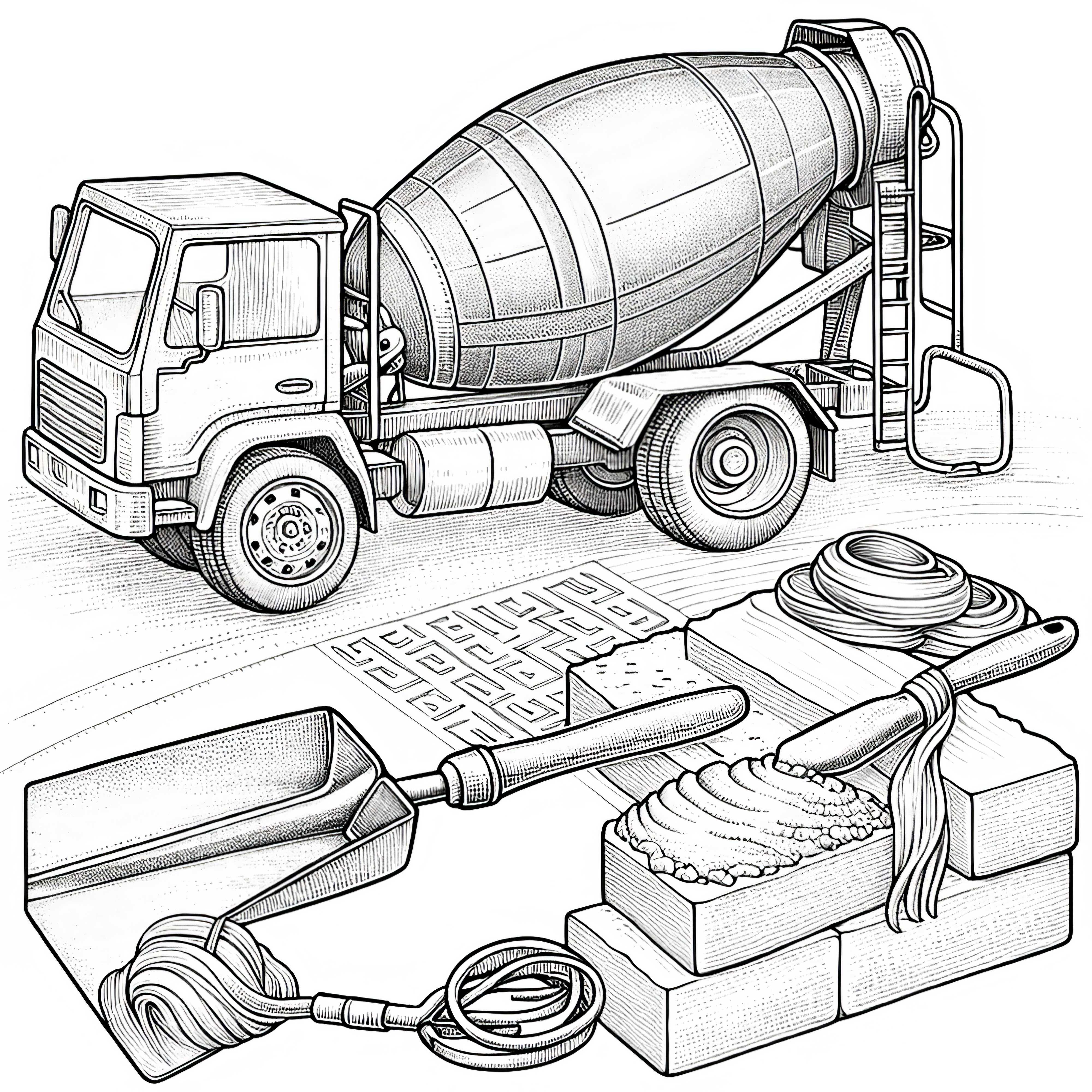 Cementmixer kleurplaat Gedetailleerd Gratis Betonmixer Kleurplaat Gedetailleerd Gratis