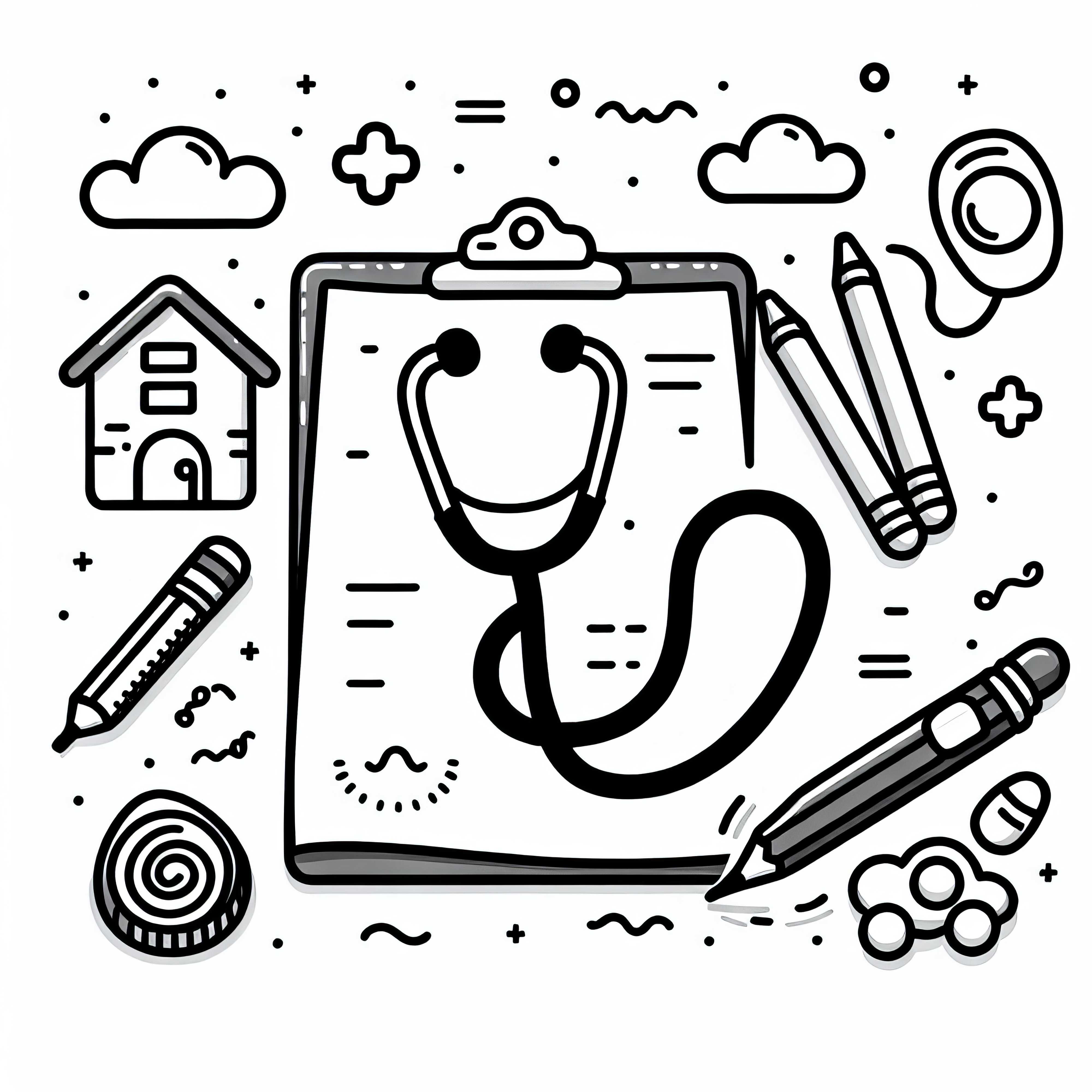 Stethoscope for doctor coloring page easy free Stethoscope for doctor coloring page simple free