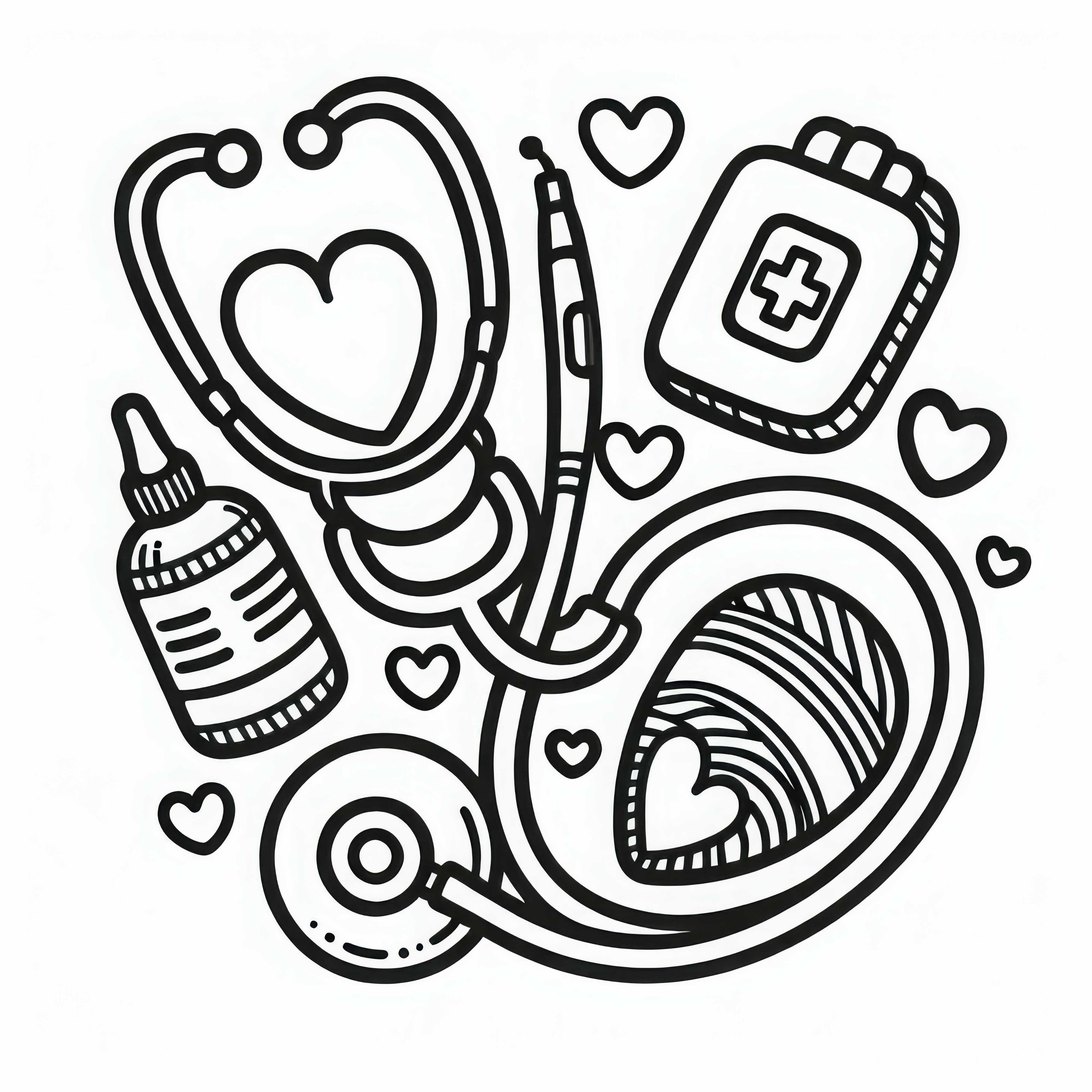 Free coloring page of a nurse's stethoscope Free coloring template of a nurse's stethoscope