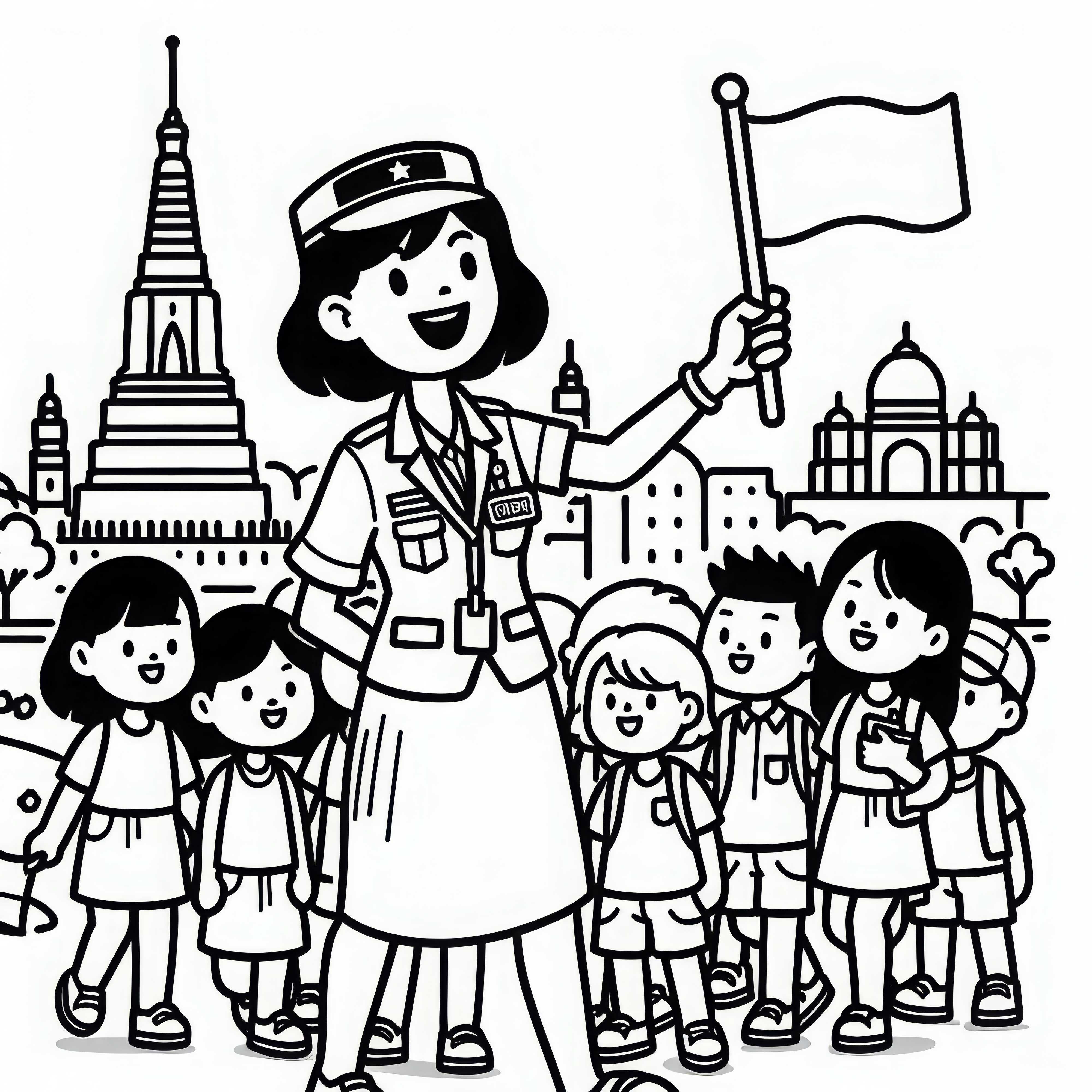 Coloring page of a tour guide – Download for free! Coloring page of a tour guide – Download for free!