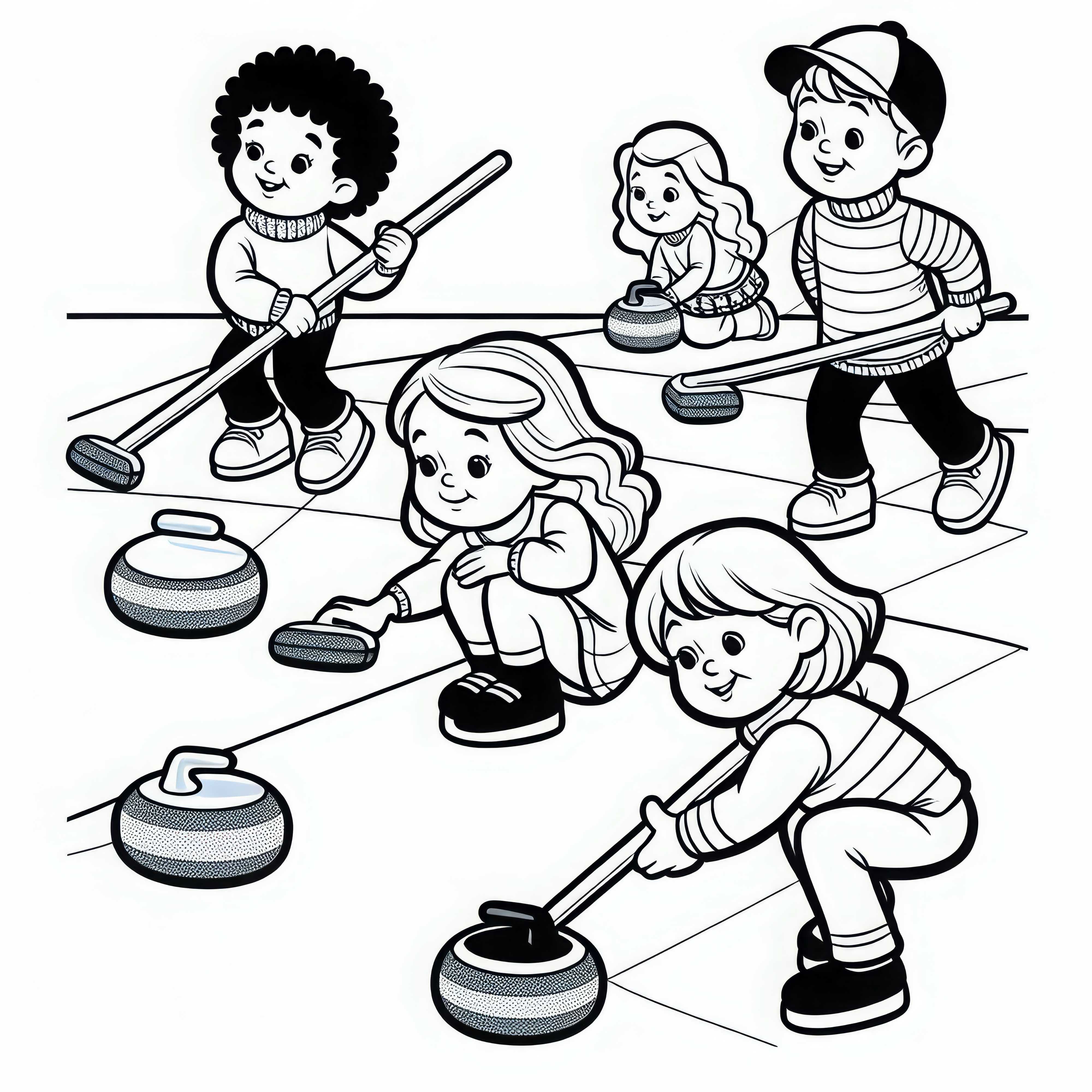 Free download of a coloring page for kids featuring curling Children's curling coloring page free to download