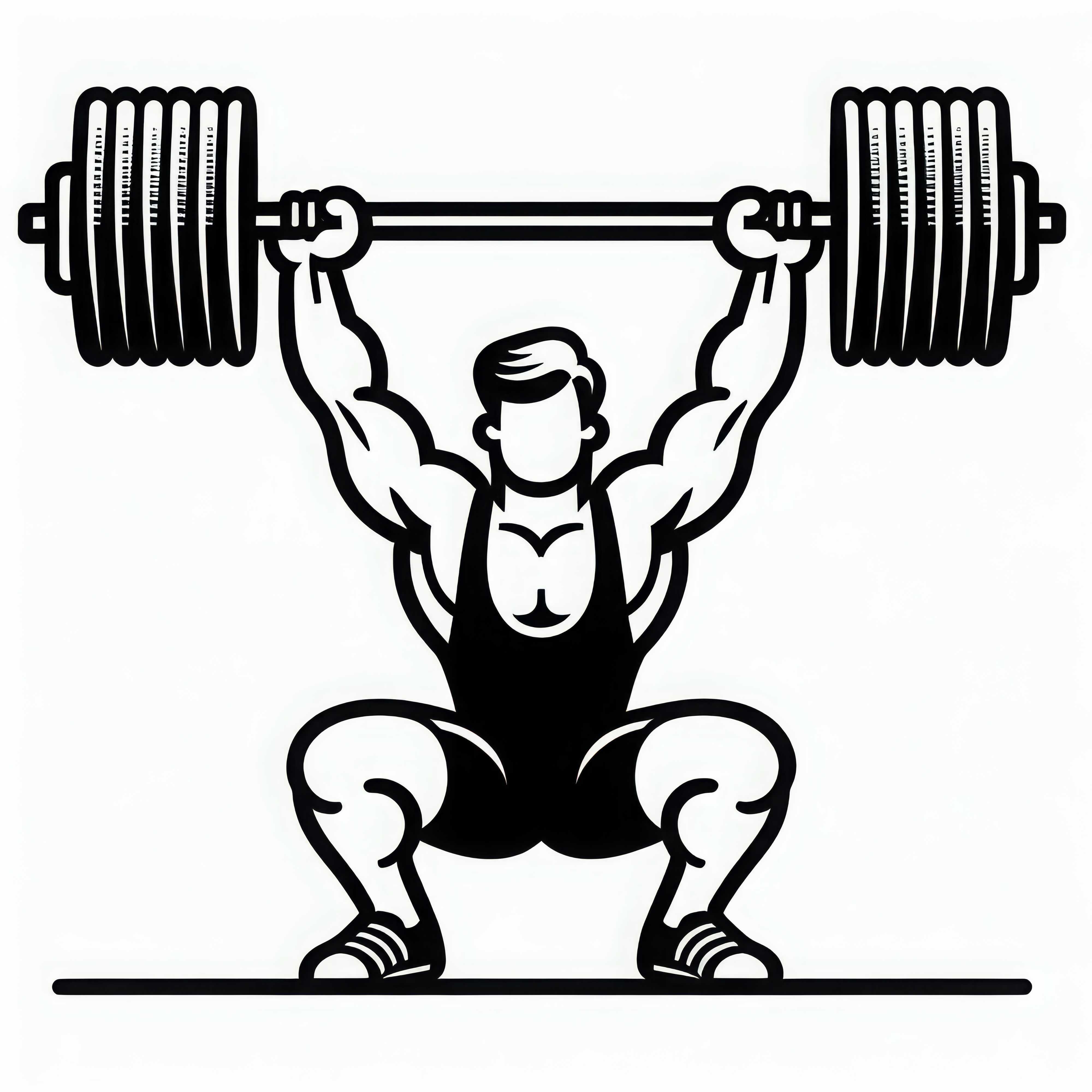 Weightlifter lifts barbell overhead – Free coloring page Weightlifter lifts barbell over head – Free coloring page
