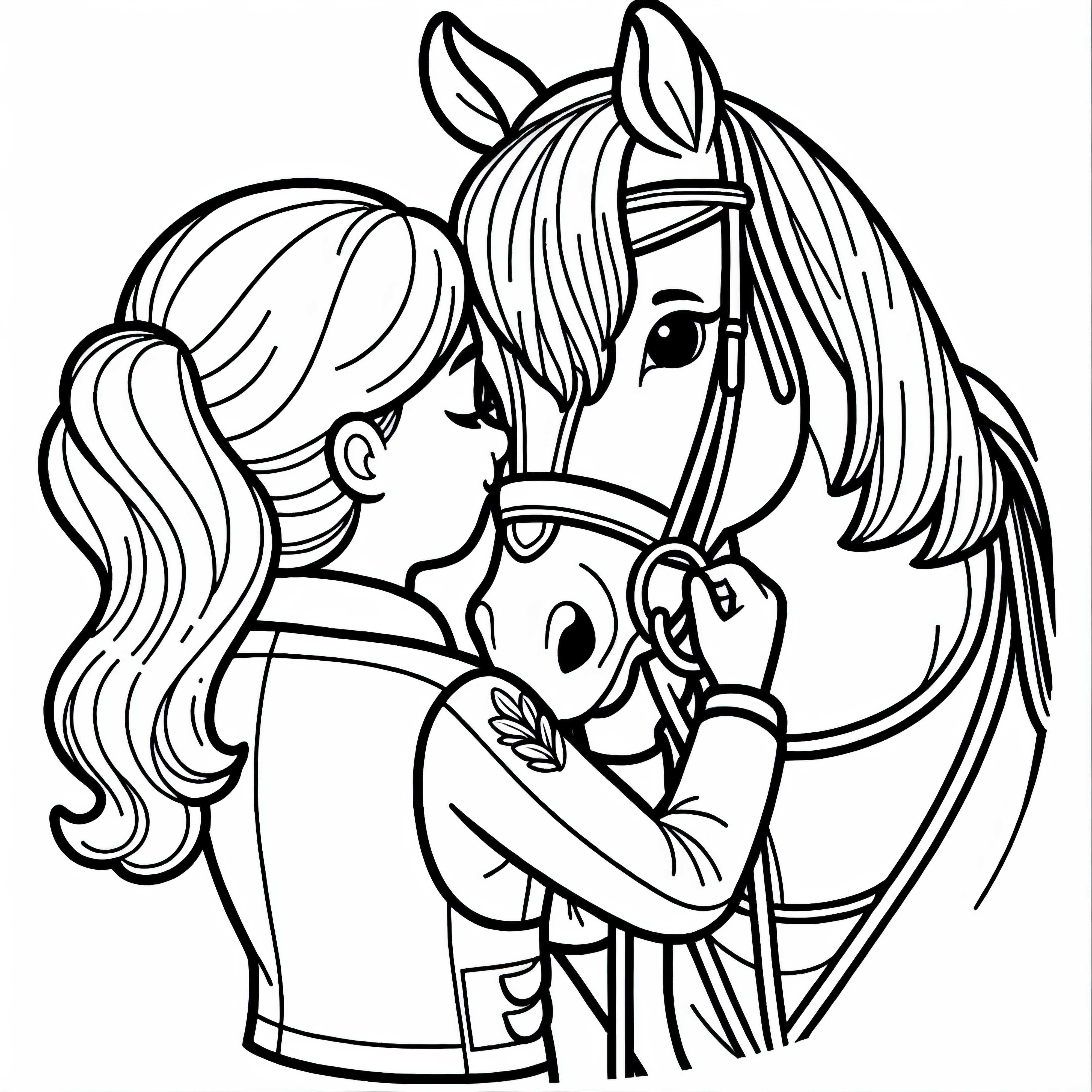 말이 승마 훈련 후 사랑스럽게 대우받는다 - 무료 색칠하기 도안 말은 승마 훈련 후 애정으로 대우받습니다 – 무료 색칠하기 용?