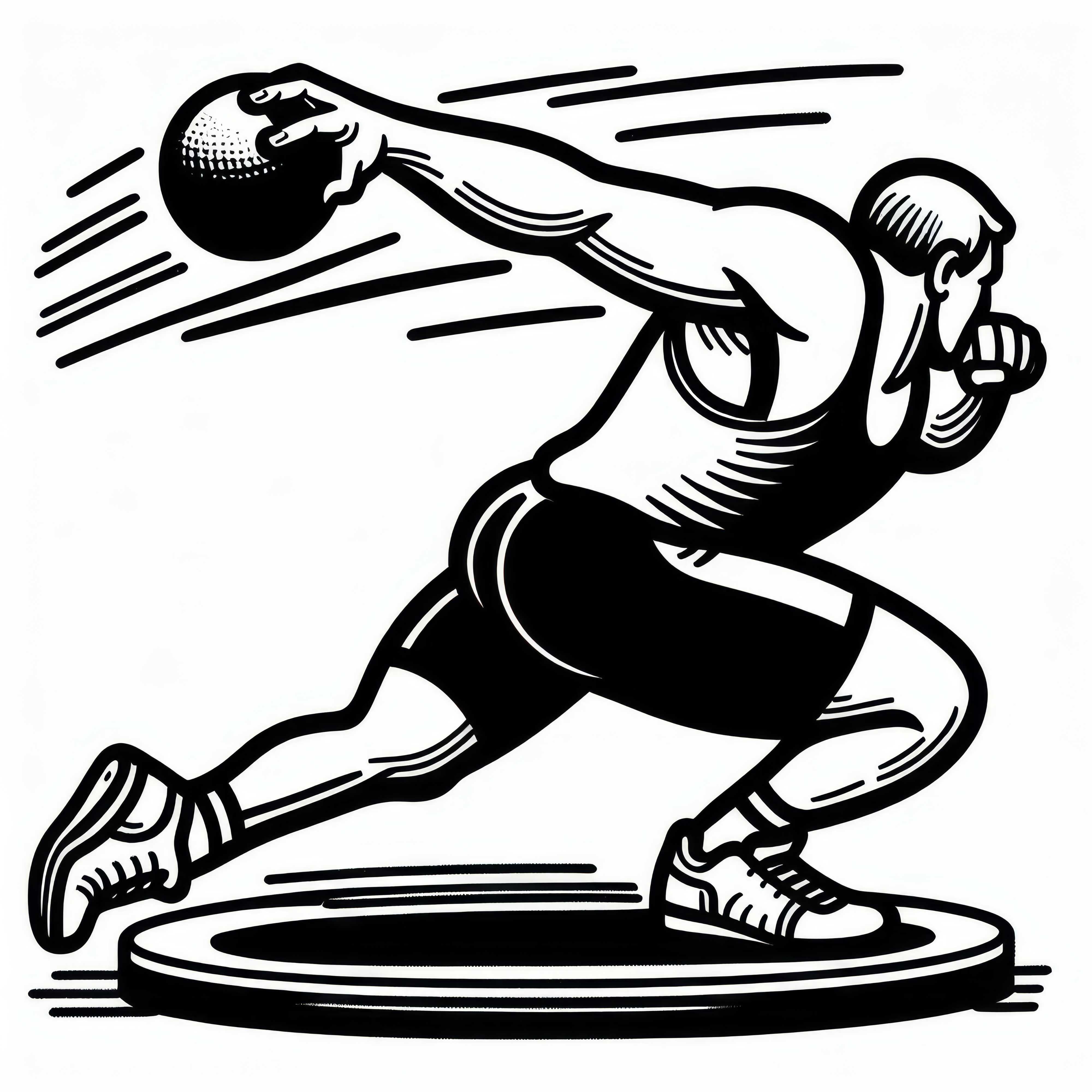 Shot putter decathlon coloring page free Discus Thrower Decathlon Coloring Page Free