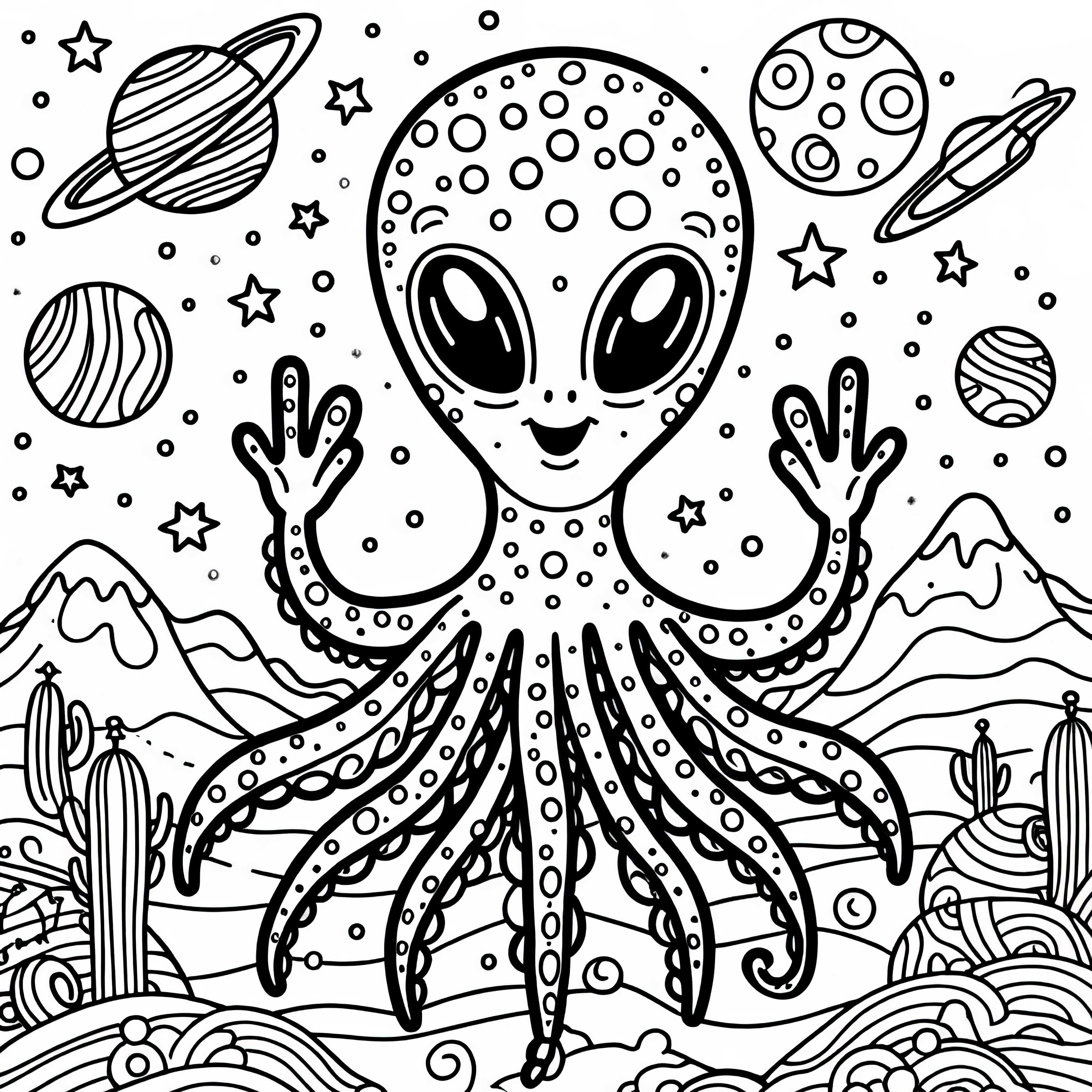 Friendly Alien Coloring Page - Easy and Free to Download Friendly Alien Coloring Page - Easy and Free to Download