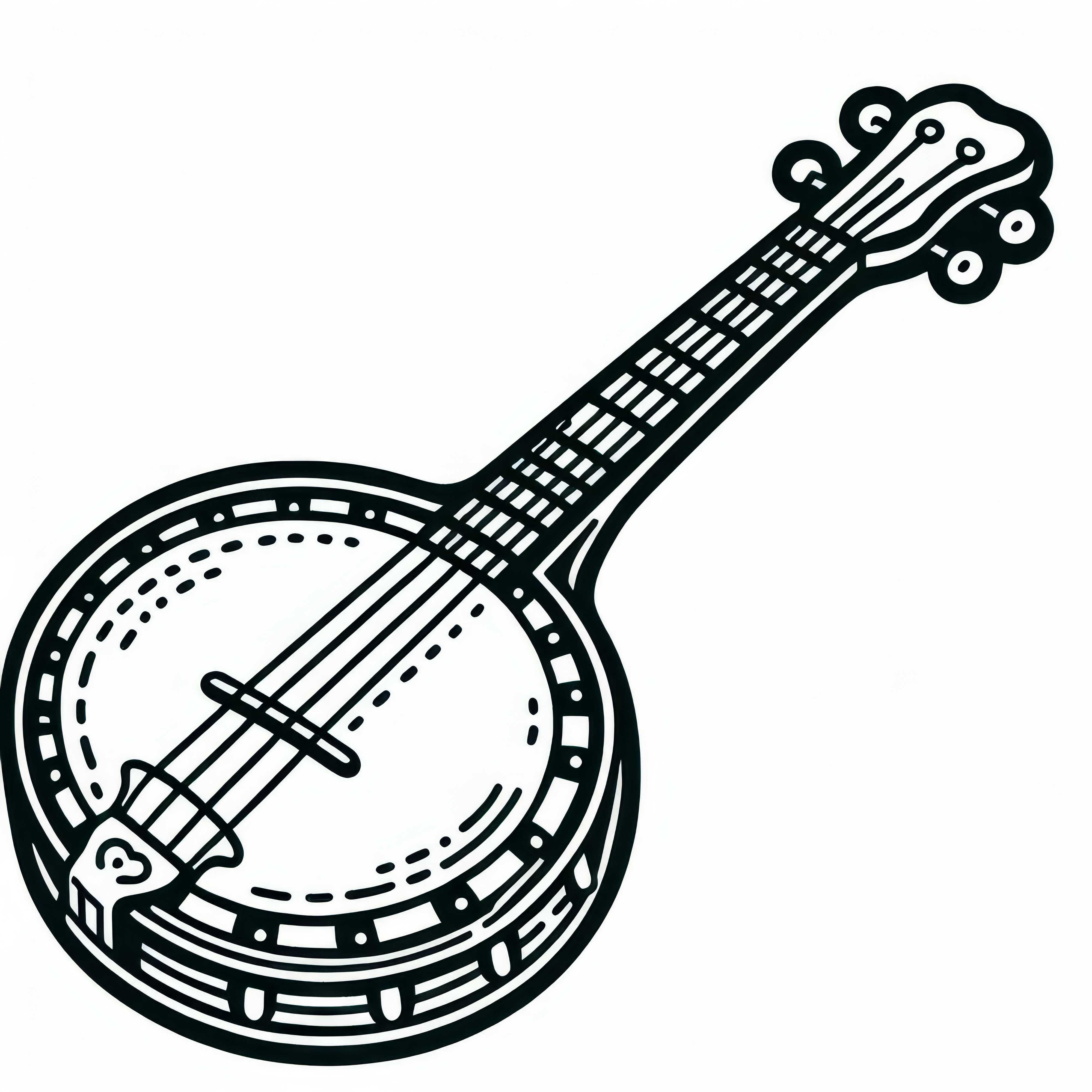 Free coloring page of a string instrument: Banjo Free coloring template of a string instrument: Banjo
