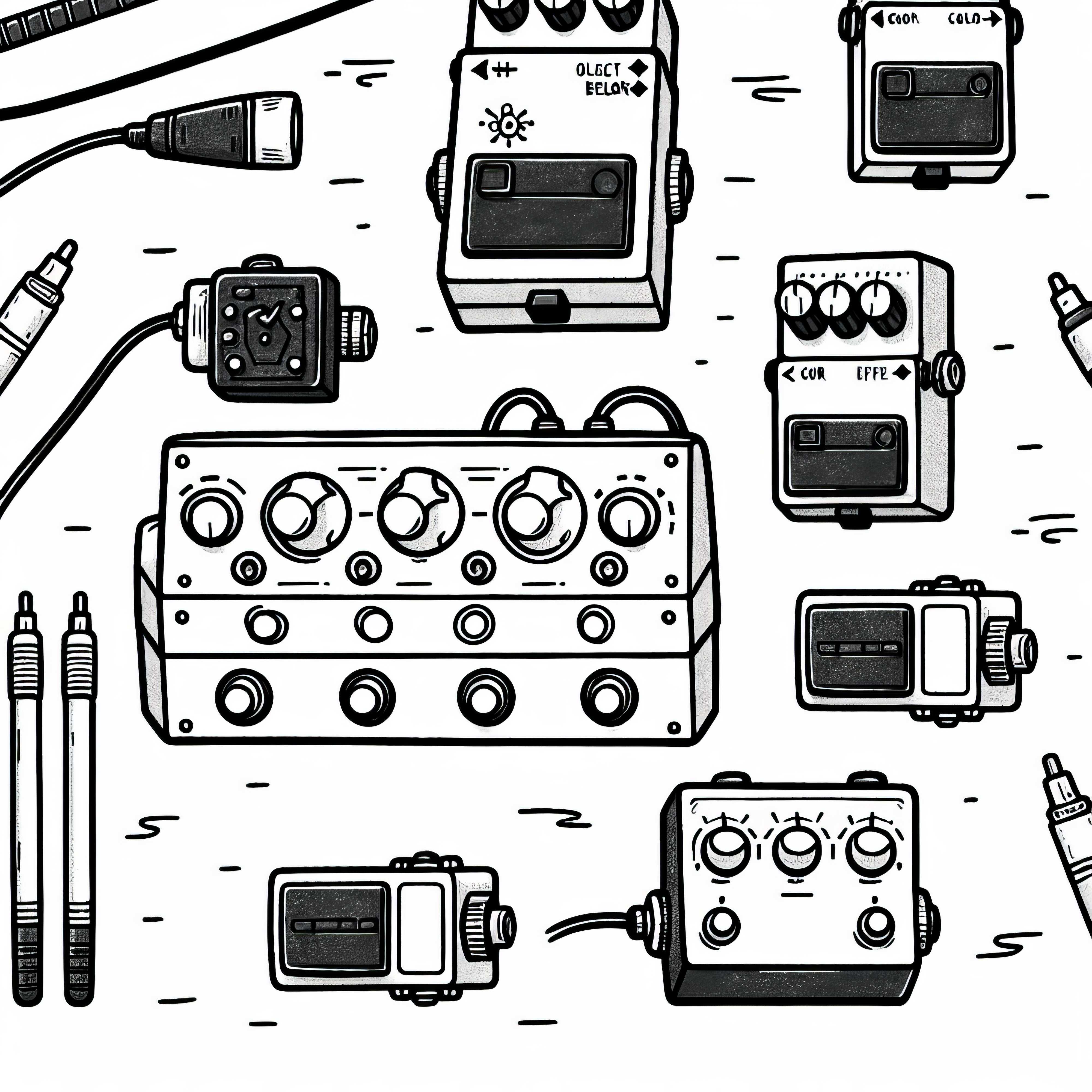 Effect pedal coloring page for electronic instrument accessories free Effect pedal coloring page for electronic instrument accessories free