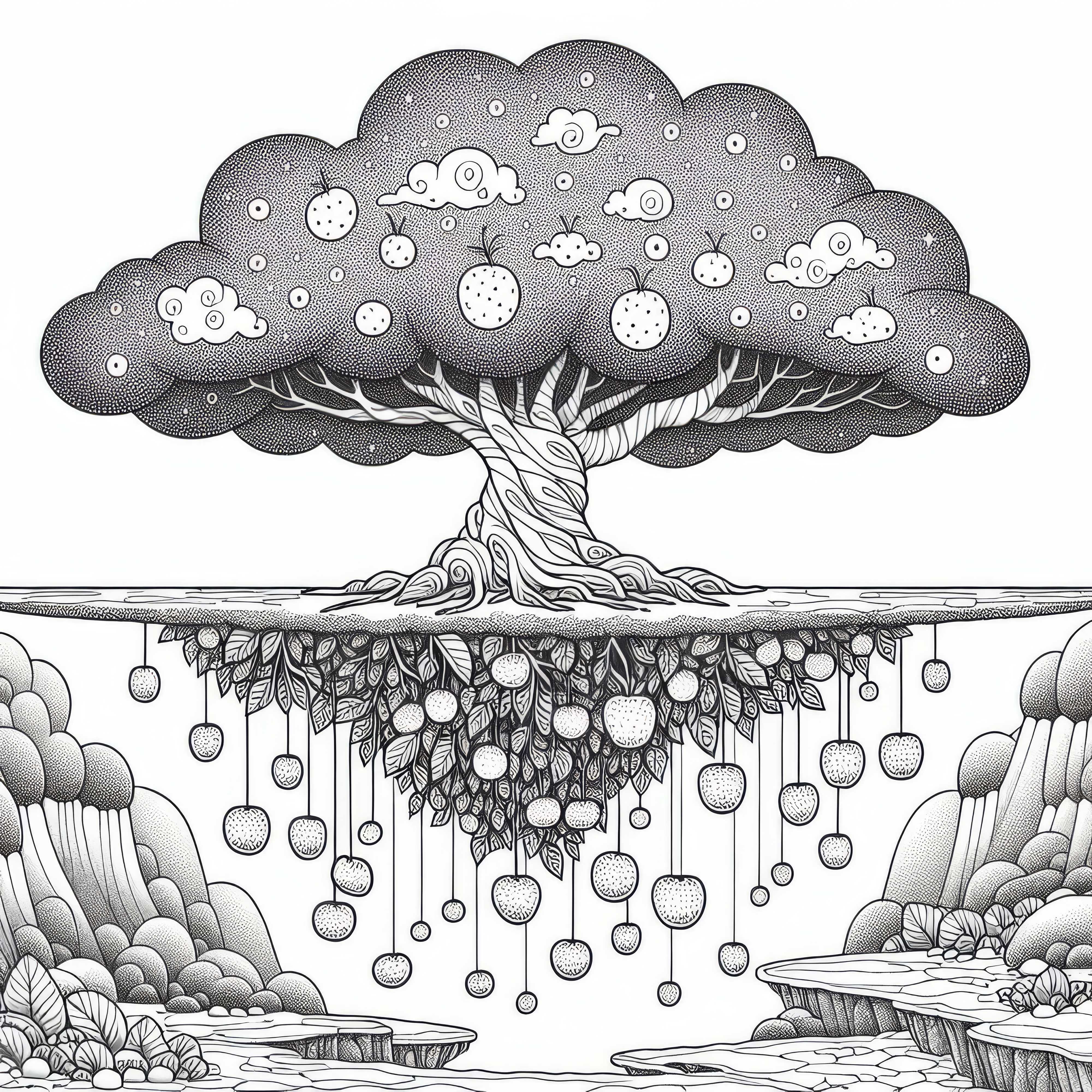 Floating island with tree - Free coloring page to download Floating Island with Tree – Free Coloring Page for Download