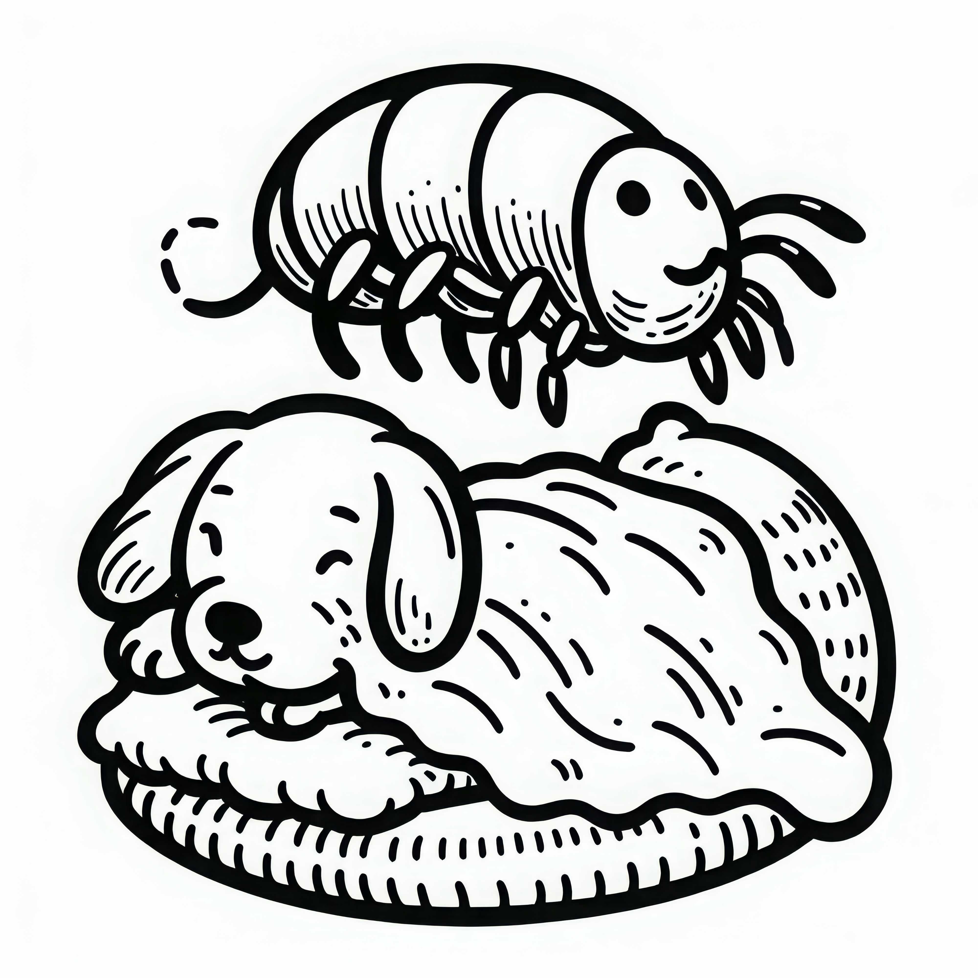 A flea jumps from an animal: Coloring page for download (Free) A flea jumps from an animal: Coloring page for download (Free)