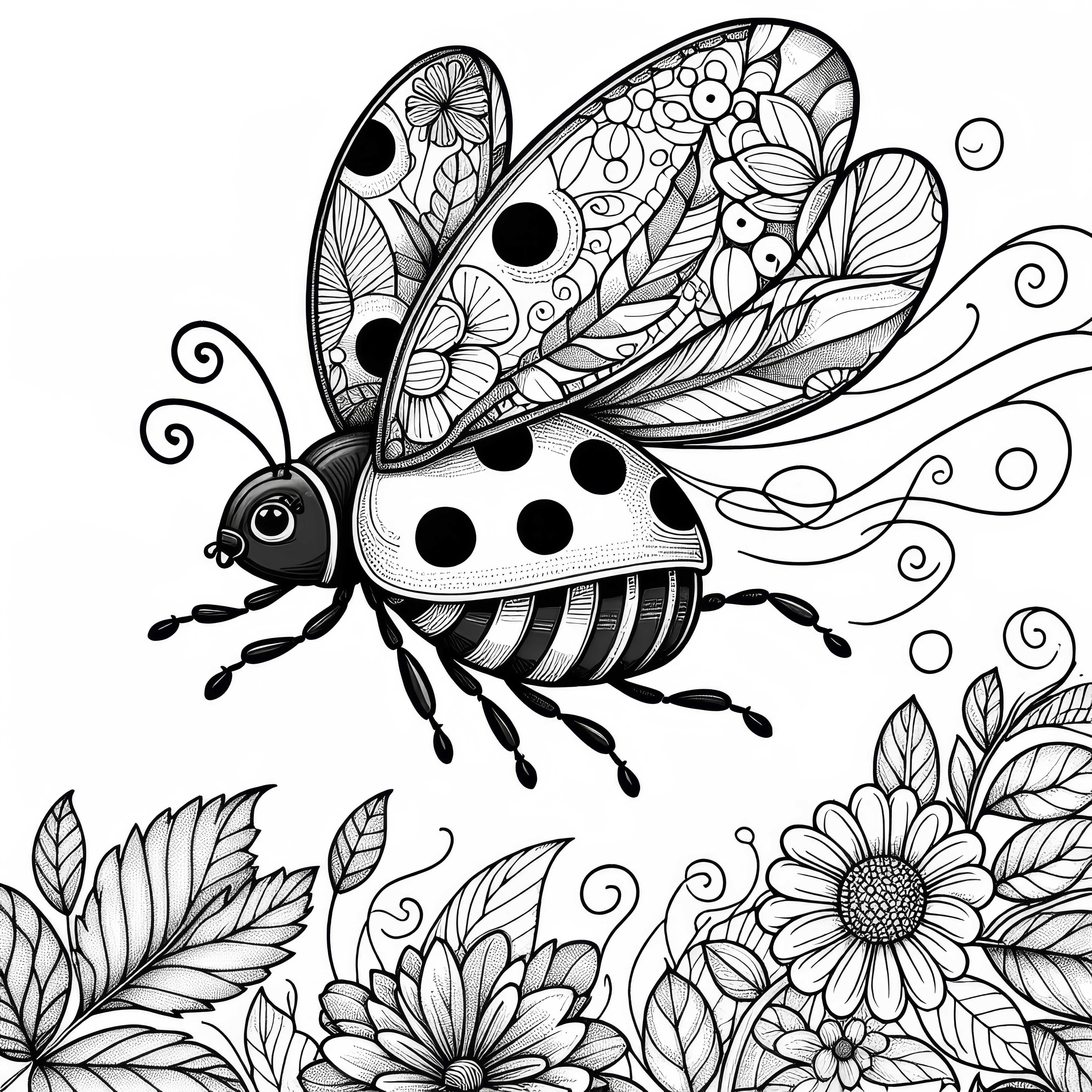 テントウムシが羽を広げて空を飛ぶぬり絵(無料) テントウムシが羽を広げて空を飛ぶぬり絵(無料)