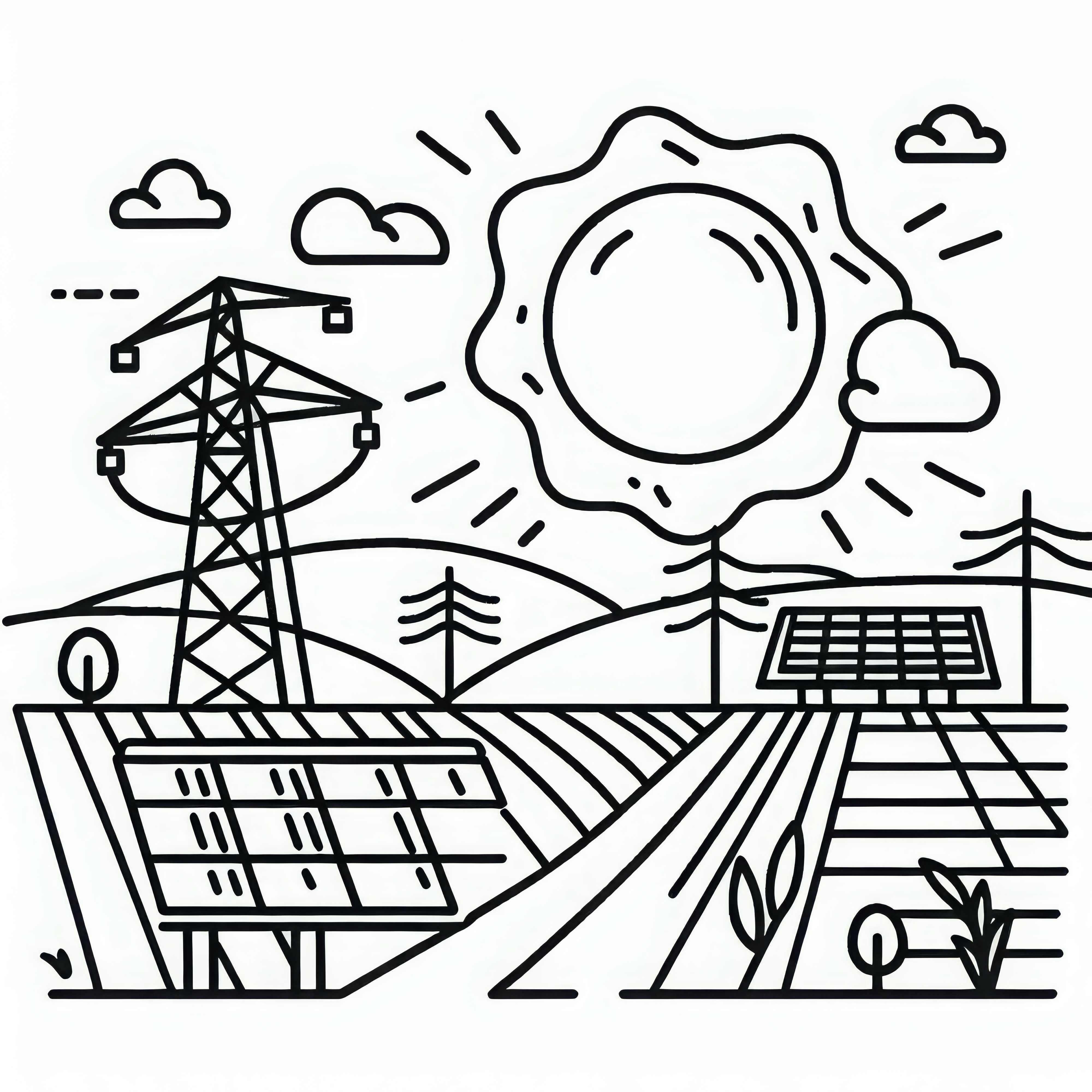 Solar power plant coloring page free Free Solar Power Plant Coloring Page
