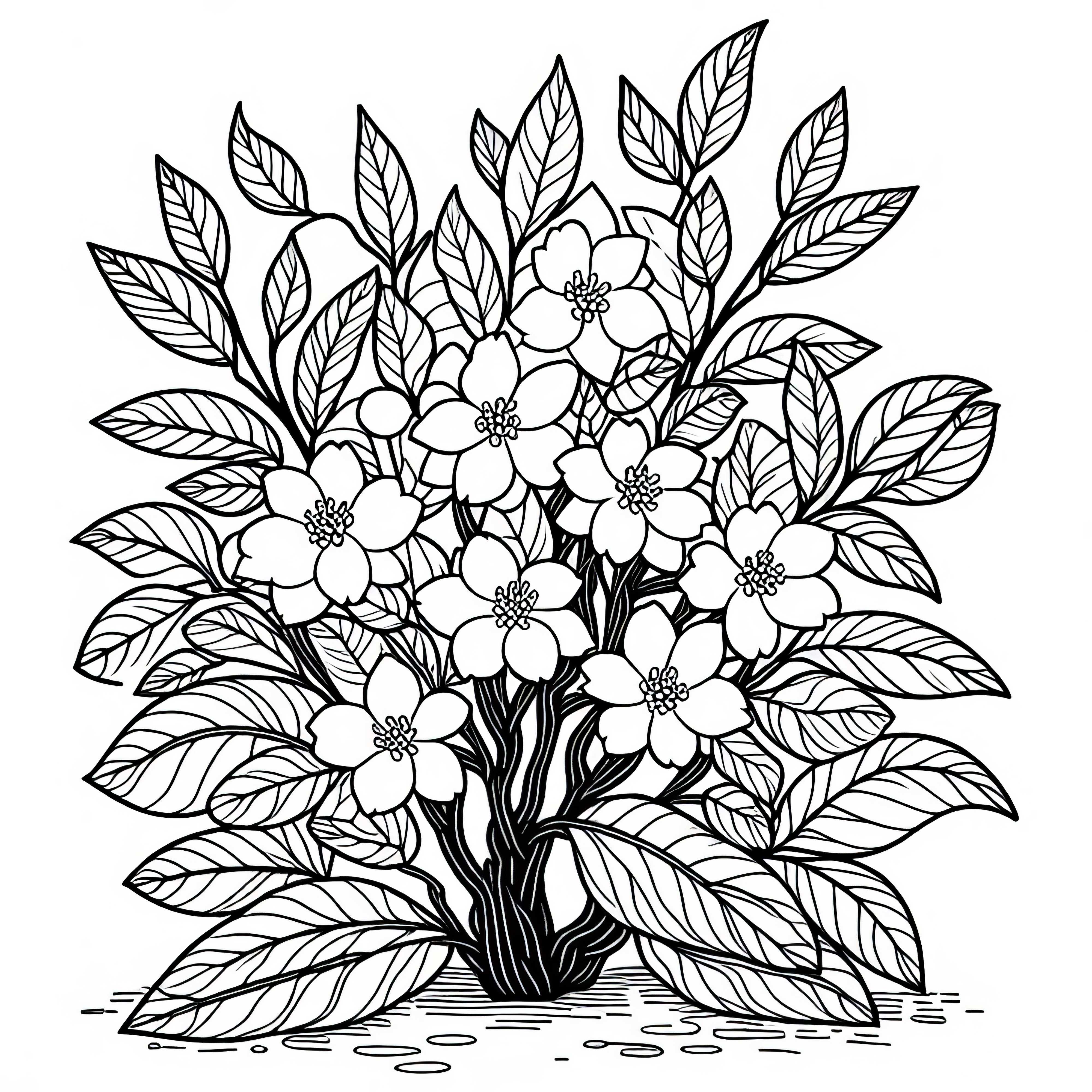 Jasmine Bush Coloring Page for Shrubs - Free Jasmine bush coloring page for shrubs - Free