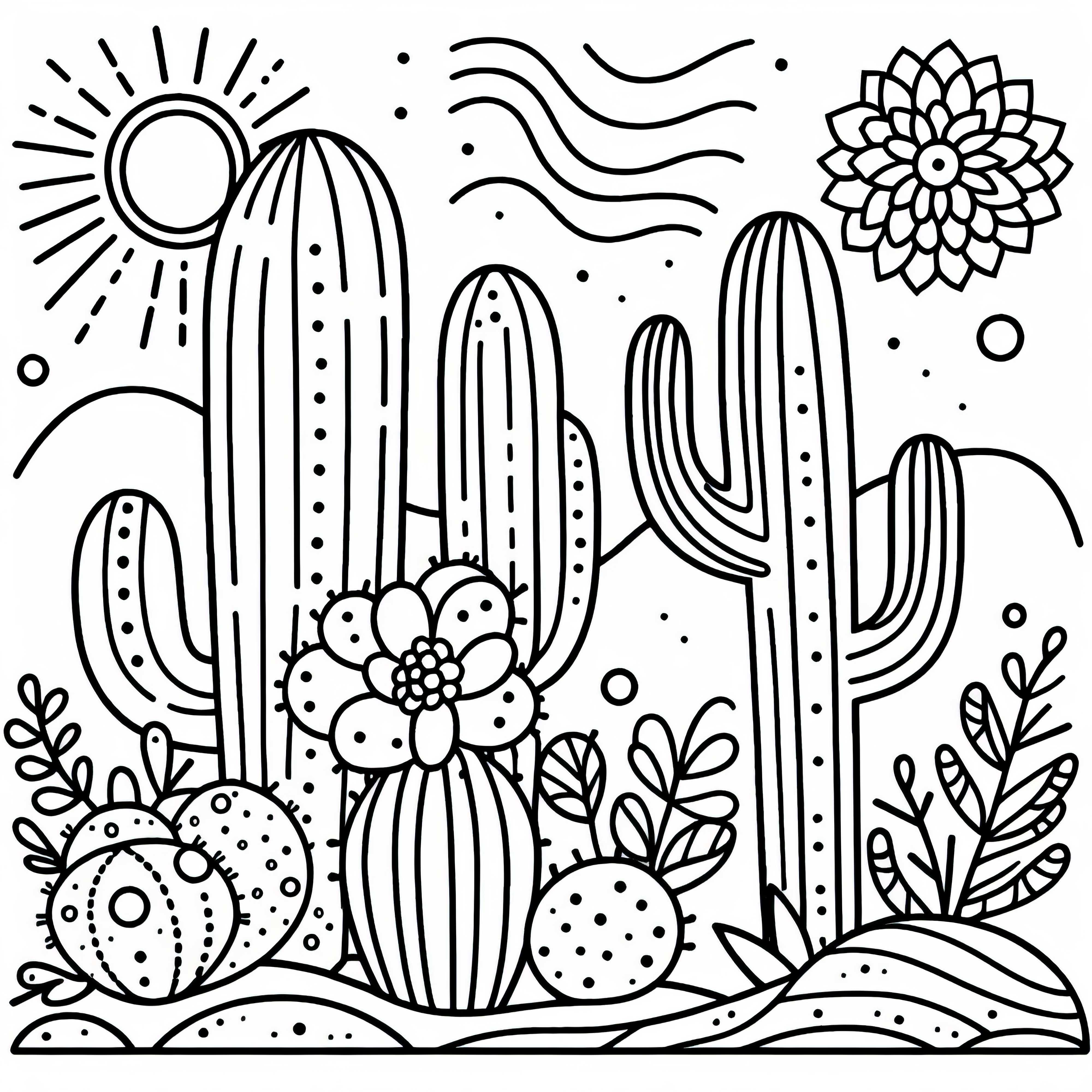 Free Cactus Coloring Page for Download Free cactus coloring page for download