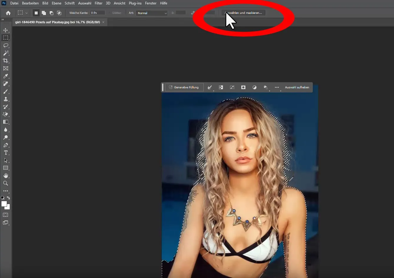 Izrezovanje slik v programu Photoshop: Izberi in maskiraj.