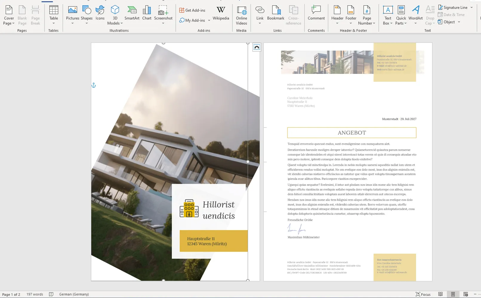 Template kertas surat dalam Word dan InDesign: Konsep untuk mencetak.