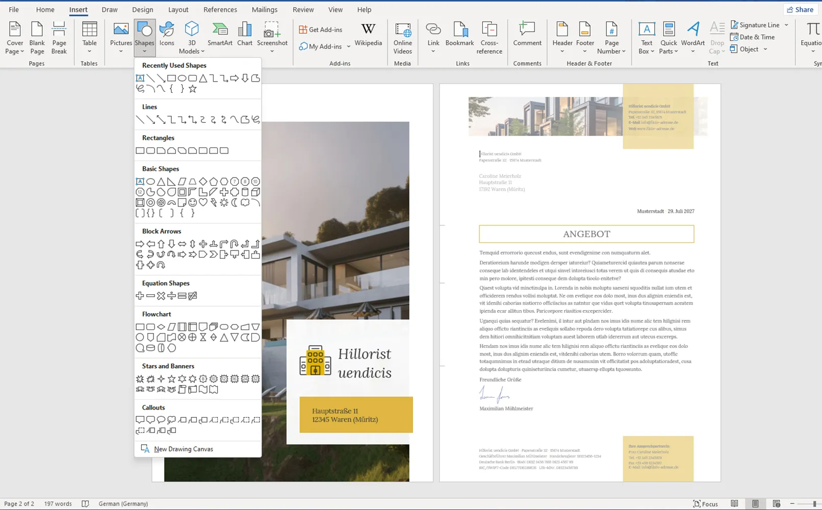 Template kertas surat dalam Word dan InDesign: Konsep untuk mencetak.