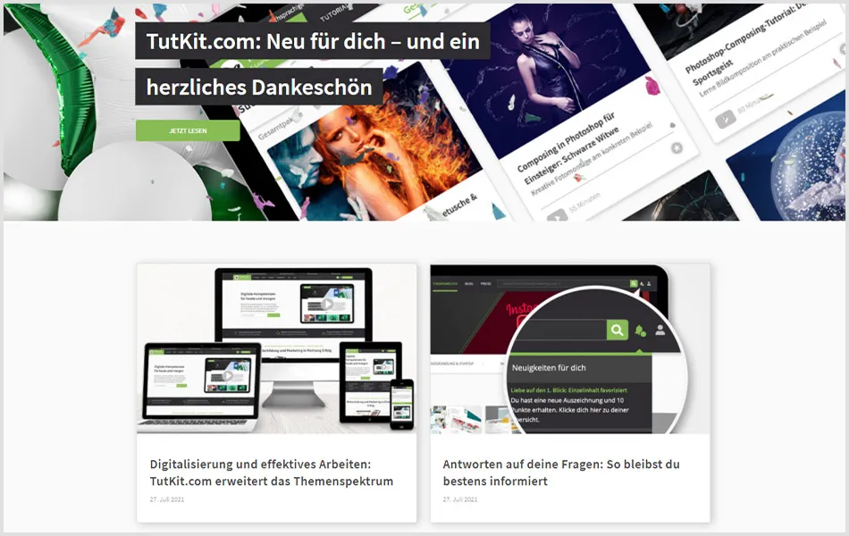 Blog-Bereich auf TutKit.com