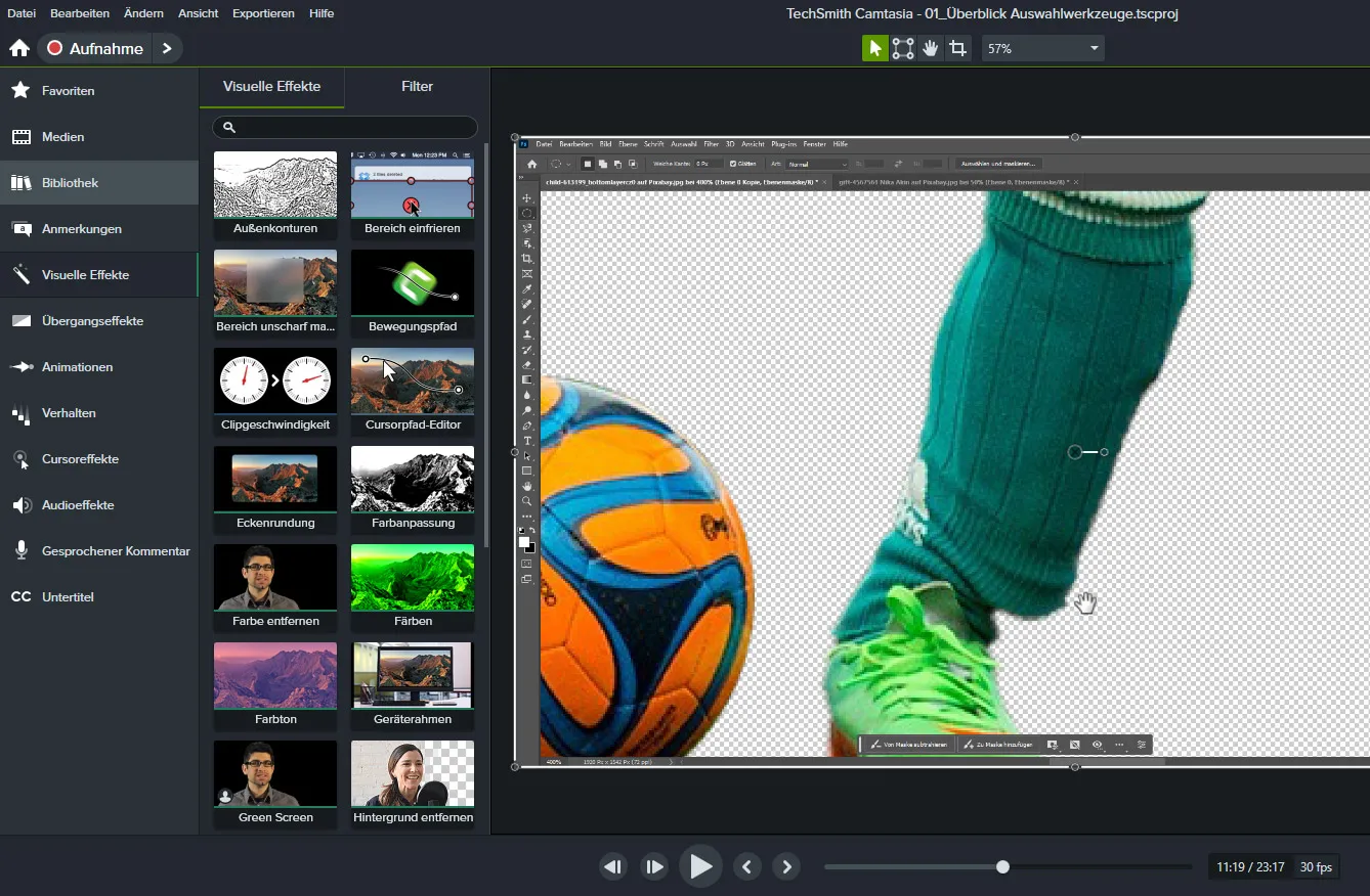 Visuelle effekter i Camtasia - videoredigeringssoftware