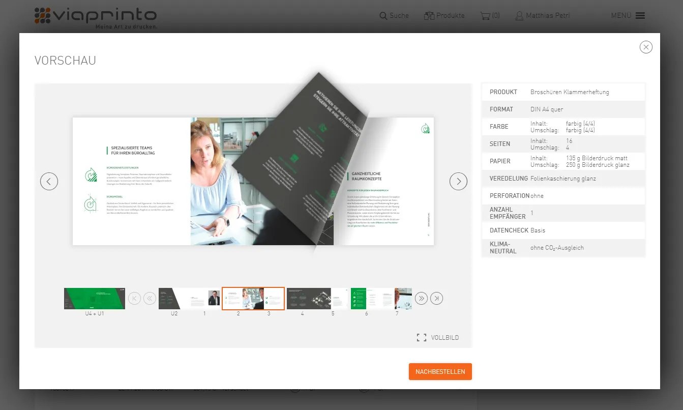 Live-Vorschau Online-Druckerei