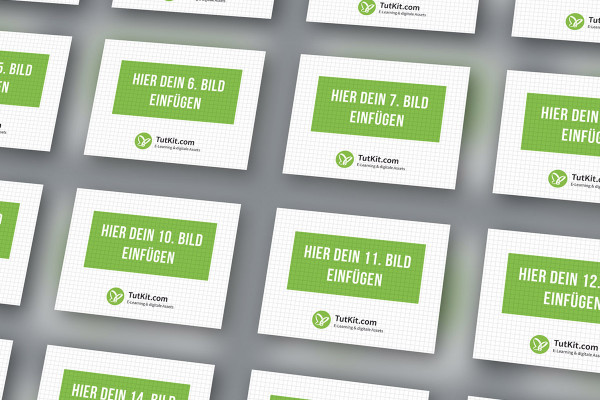 Mockup for slides in 4:3 format: 16 cards in rows, running to the bottom right