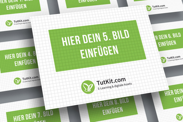 Mockup for slides in 4:3 format: 10 cards, one in the foreground