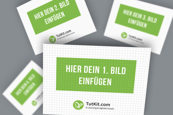 Mockup for slides in 4:3 format: 4 cards with blur effect