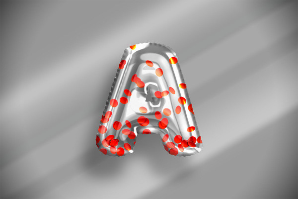 Balloon effect with red confetti