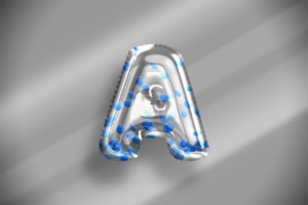 Balloon effect with blue confetti