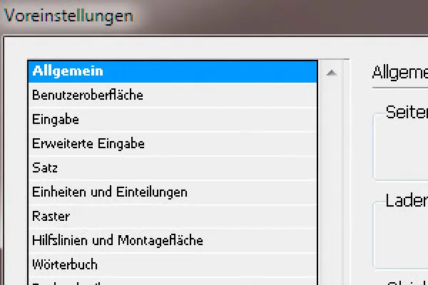 Voreinstellungen in Adobe InDesign