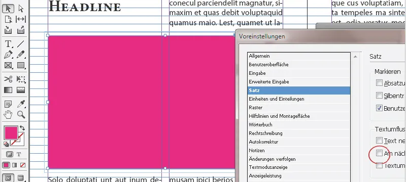 Voreinstellungen in Adobe InDesign