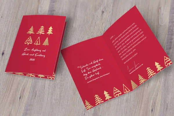 Pine tree" - business Christmas card template (A5 portrait)