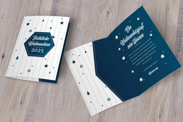 Mar de estrellas" - plantilla de tarjetas de Navidad corporativas (A5 vertical)