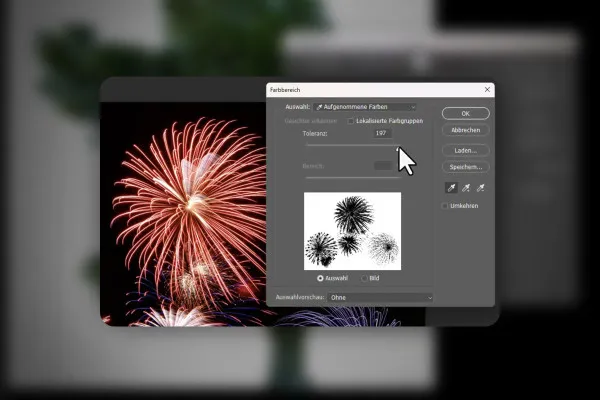 Recorte de fotos através de IA: 05 | Recortar fogos de artifício em Photoshop de formas diferentes e rápidas