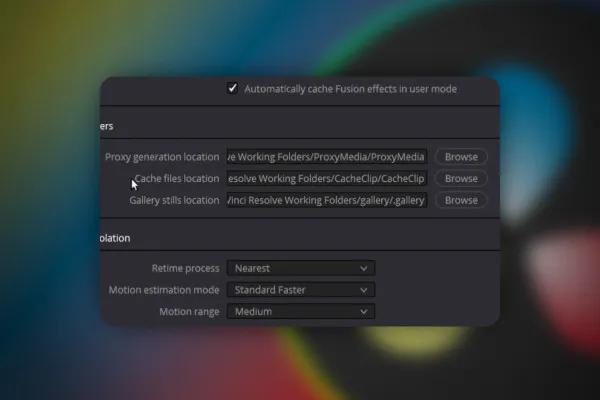DaVinci Resolve: 2.7 | Speicherort ändern für Backup, Working Folders und Clips