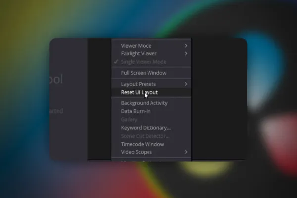 DaVinci Resolve: 9.3 | Fehler beheben: UI-Layout zurücksetzen
