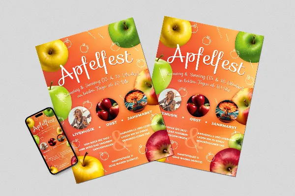 Äppelfest - höstligt flyer- och affischmall