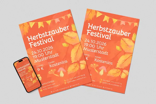 Herbstzauber – herbstliche Flyer- und Plakat-Vorlage