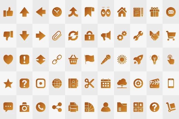 Vector-based interaction icons with color gradient