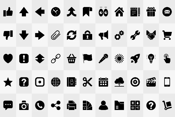 Vector-based interaction icons in black