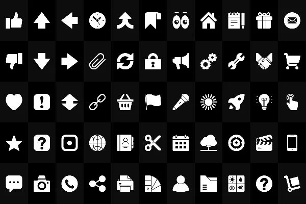 Vector-based interaction icons in white