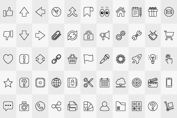 Vector-based interaction icons with contour