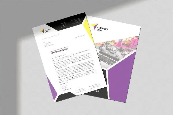 Letterhead template for agencies, designers and copywriters 