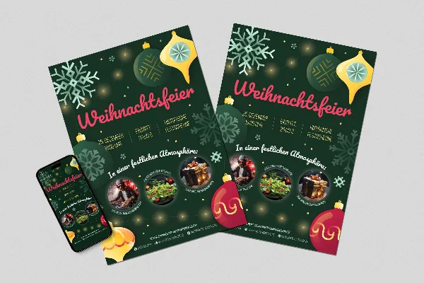 Sjabloon "Feestelijk kerstfeest" voor kerstposters & kerstflyers