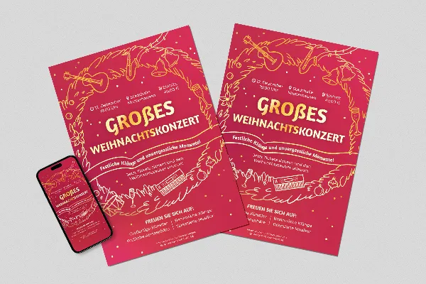 Sjabloon "Kerstconcert" voor kerstposters & kerstflyers