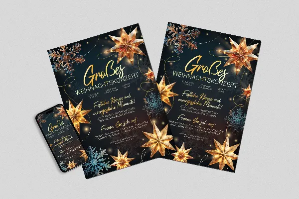 Template "Christmas star" for Christmas posters & flyers