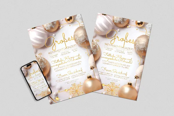 Template "White Christmas" for Christmas posters & flyers