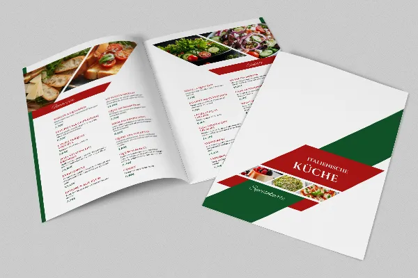 Menu template for Italian restaurants - A4 portrait format