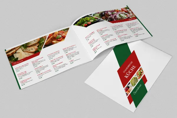 Menu template for Italian restaurants - A5 landscape format