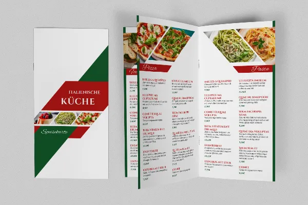 Modèle de menu pour restaurants italiens - format DIN-lang